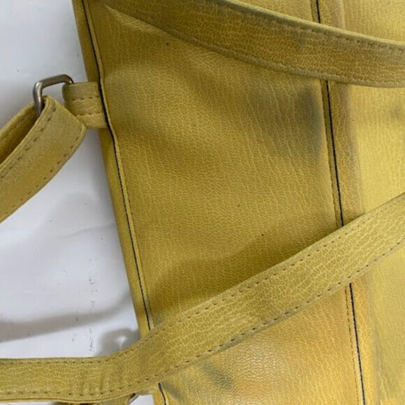 Sleek Women's Mustard Yellow Leather Backpack Medium - Picture 7 of 8